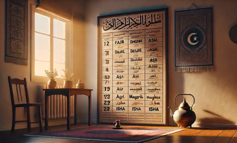 مواقيت الصلاة لشهر أبريل 2025 في الجزائر